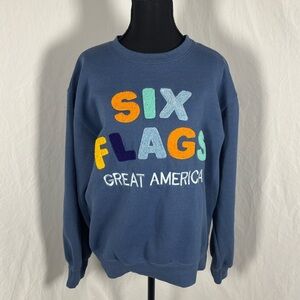 VINTAGE Six flags Great America Multi Color Crewneck